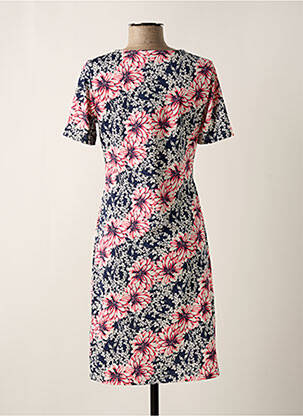 Robe mi-longue imprimé fleurs manches courtes bleu BRANDTEX femme