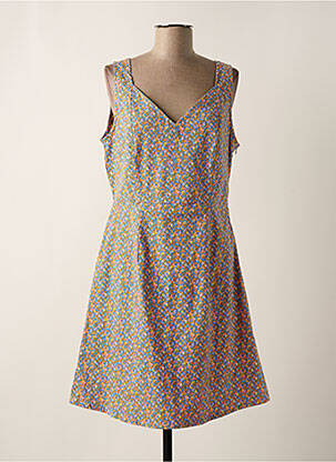 Robe mi-longue imprimé fleurs sans manche bleu PRINCESSE NOMADE femme