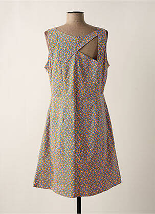 Robe mi-longue imprimé fleurs sans manche bleu PRINCESSE NOMADE femme