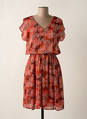 Robe courte manches courtes manches courtes orange SARAH JOHN femme