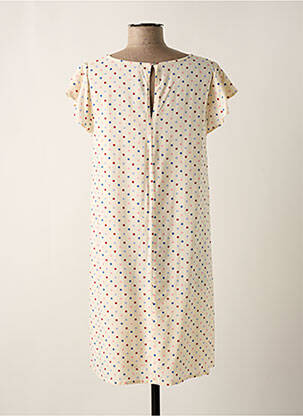 Robe mi-longue tissage crêpe manches courtes beige MD'M femme