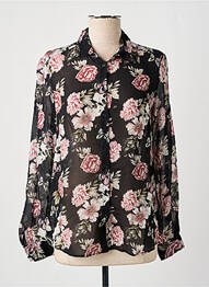 Chemisier imprimé fleurs manches longues noir IKKS femme