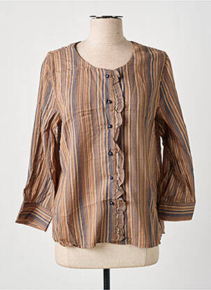 Chemisier tissage crêpe manches 3/4 marron SKATÏE femme