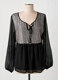 Blouse légère et transparente manches longues noir MEISÏE femme