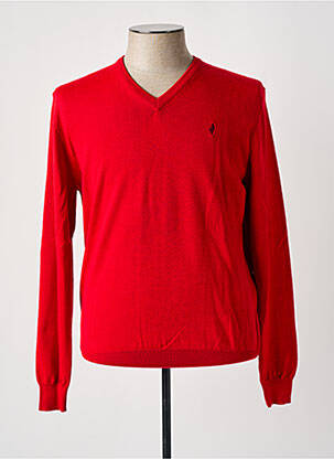 Pull col v manches longues rouge MCS homme