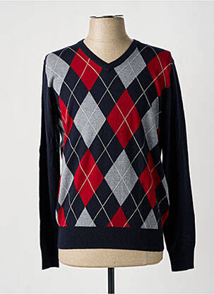 Pull col v manches longues rouge CASHMERE COMPANY homme
