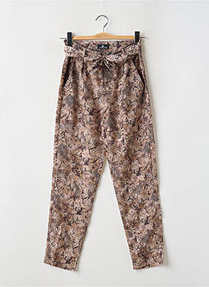 Pantalon droit taille à pinces taille haute marron ONE STEP femme