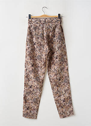 Pantalon droit tissage crêpe taille haute marron ONE STEP femme