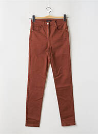 Pantalon slim stretch taille haute marron CAROLL femme