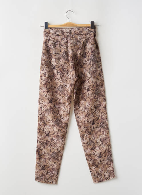 Pantalon droit tissage crêpe taille haute marron ONE STEP femme