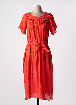 Robe mi-longue manches courtes manches courtes orange KING LOUIE femme