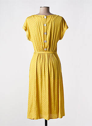 Robe mi-longue coupe fluide manches courtes jaune KING LOUIE femme