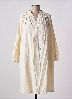 Robe mi-longue manches longues manches longues beige FEEKA femme