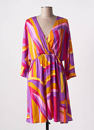 Robe mi-longue imprimé fantaisie manches longues violet ONLY femme