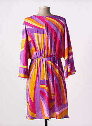 Robe mi-longue coupe fluide manches longues violet ONLY femme