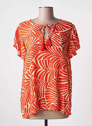 Blouse tissage popeline manches courtes orange ONLY femme