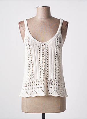 Pull maille ajourée fines bretelles beige ONLY femme