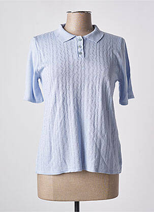 Pull tissage chiné manches courtes bleu GRIFFON femme