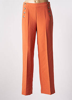 Pantalon droit tissage crêpe taille haute orange ONLY femme