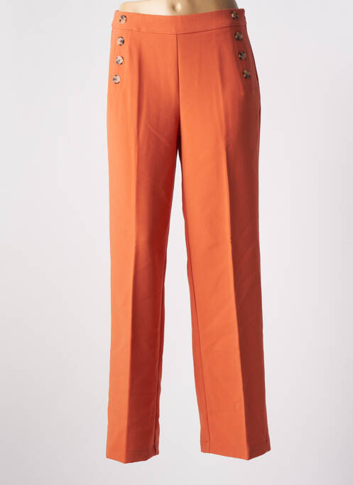 Pantalon droit tissage crêpe taille haute orange ONLY femme
