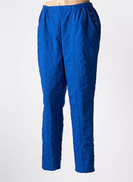 Pantalon droit tissage popeline taille haute bleu GRIFFON femme