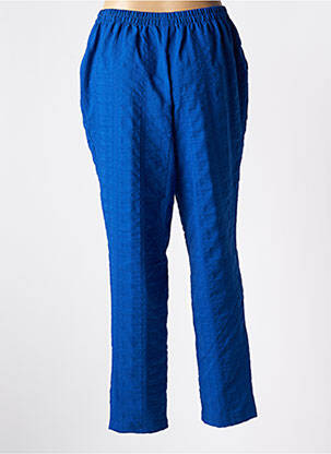 Pantalon droit tissage popeline taille haute bleu GRIFFON femme