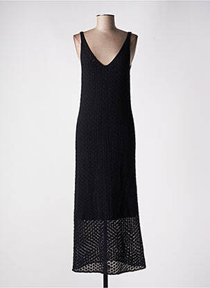 Robe longue coupe cintrée fines bretelles noir SURKANA femme