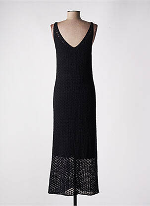 Robe longue coupe cintrée fines bretelles noir SURKANA femme