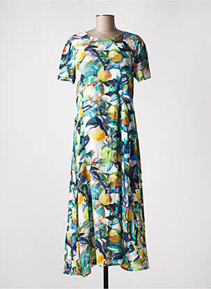 Robe longue manches courtes manches courtes bleu DOLCEZZA femme