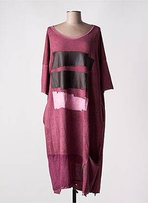Robe mi-longue manches 3/4 manches 3/4 violet LUUKAA femme