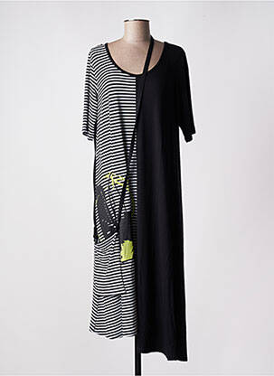 Robe mi-longue manches courtes manches courtes noir LUUKAA femme
