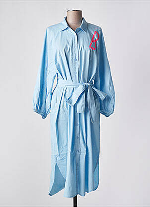 Robe mi-longue manches longues manches longues bleu LES BLONDINETTES femme