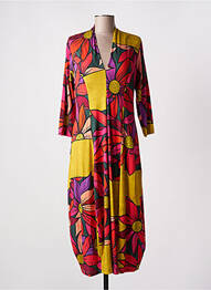 Robe mi-longue imprimé fleurs manches 3/4 rouge ALEMBIKA femme