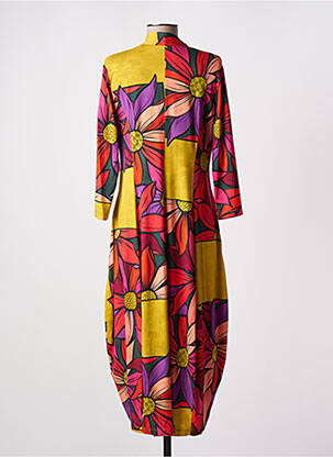Robe mi-longue imprimé fleurs manches 3/4 rouge ALEMBIKA femme
