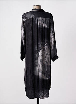 Robe mi-longue imprimé fantaisie manches longues noir NÜ femme