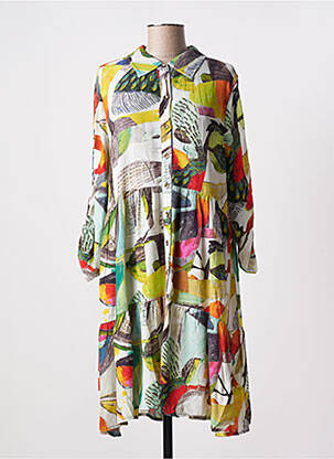 Robe mi-longue coupe fluide manches longues gris DOLCEZZA femme
