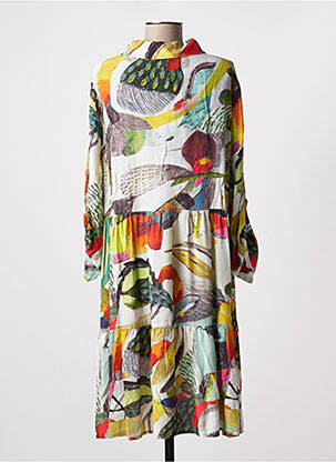 Robe mi-longue coupe fluide manches longues gris DOLCEZZA femme