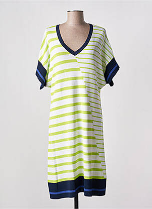 Robe pull coupe droite manches courtes vert SCORZZO femme