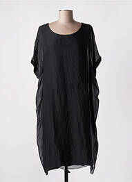 Robe mi-longue coupe fluide manches courtes noir B.YU femme