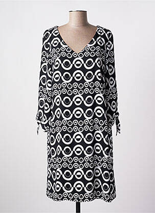 Robe mi-longue coupe fluide manches longues noir JOSEPH RIBKOFF femme
