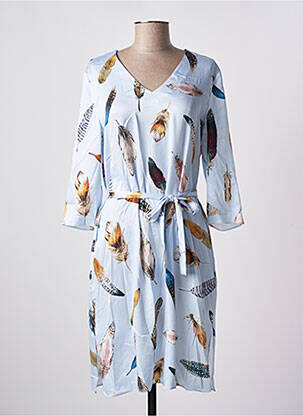Robe mi-longue coupe fluide manches 3/4 bleu HERZEN'S ANGELEGENHEIT femme