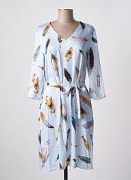 Robe mi-longue coupe fluide manches 3/4 bleu HERZEN'S ANGELEGENHEIT femme