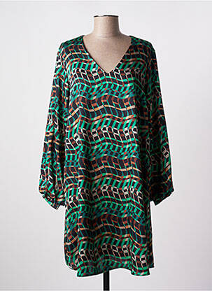 Robe mi-longue coupe fluide manches longues vert JOSEPH RIBKOFF femme