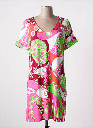 Robe courte manches courtes manches courtes rose MADEMOISELLE SANS GÊNE femme