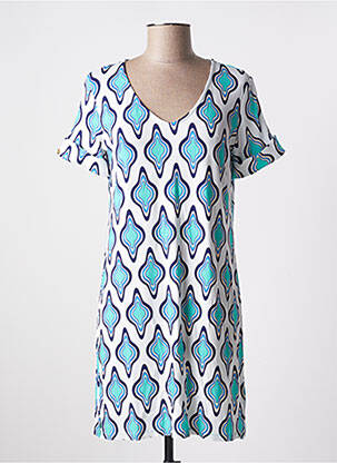 Robe courte manches courtes manches courtes bleu MADEMOISELLE SANS GÊNE femme