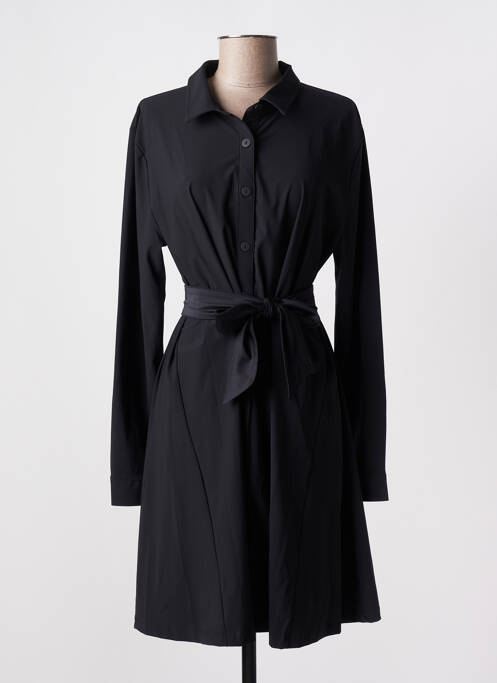 Robe mi-longue manches longues manches longues noir HBT femme