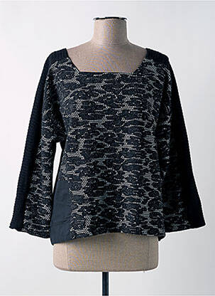 Top col carré manches longues noir GERSHON BRAM femme