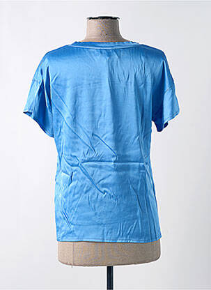 Blouse col v manches courtes bleu LEO & UGO femme