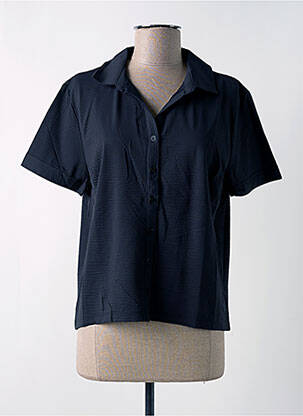 Chemisier tissage crêpe manches courtes noir HBT femme