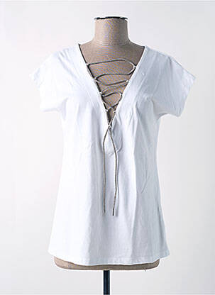 T-shirt col v manches courtes blanc RELISH femme